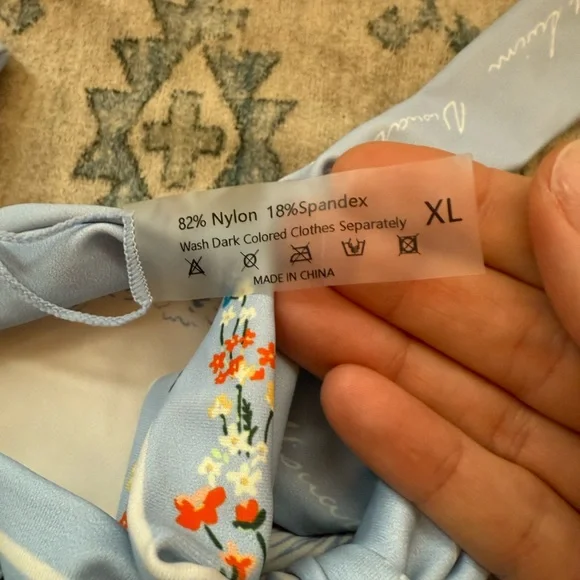 Visual Mood Floral One-Piece Swimsuit with Tie Straps and Reversible - Picture 3 of 6